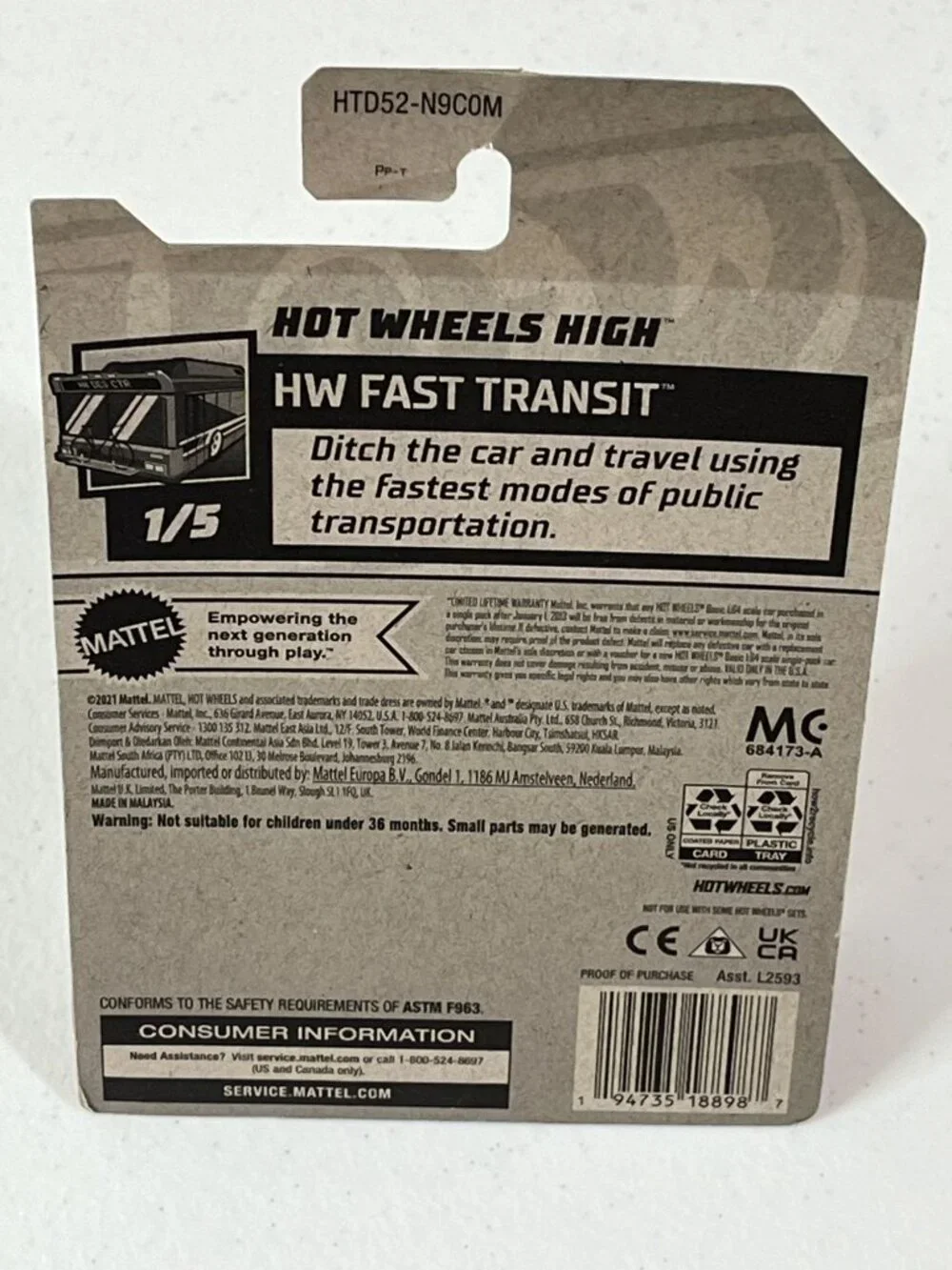 Hot Wheels Hot Wheels High Orange Bus HW Fast Transit 5/5 Diecast